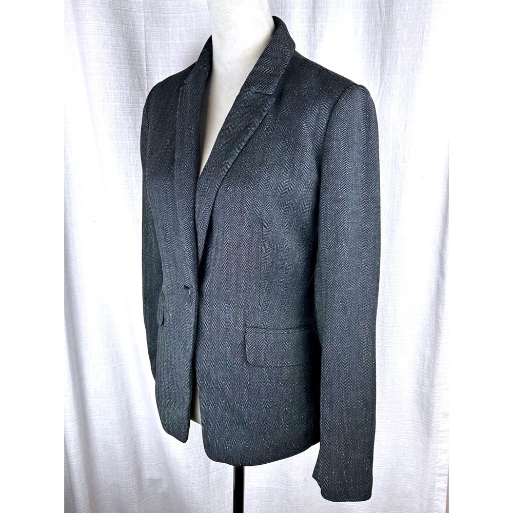 Banana Republic City Blazer Grey Herringbone Textured Women's Size 6 - Picture 2 of 10
